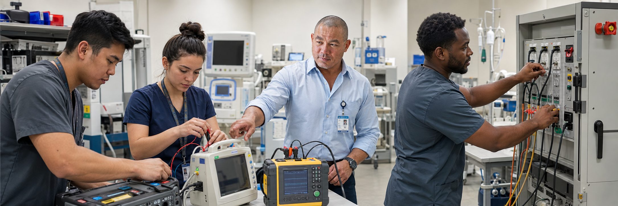 Medical imaging equipment service on a cath lab C-arm and patient monitoring system
