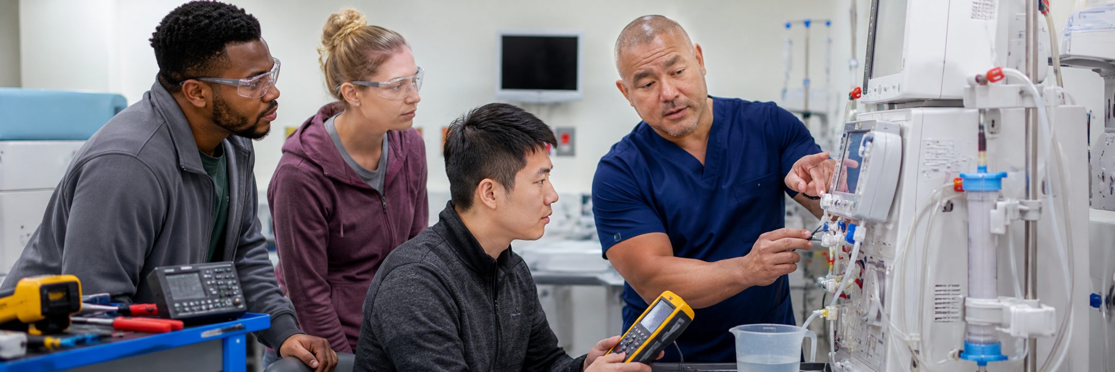 Dialysis machine preventive maintenance and hydraulic circuit service